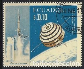 Sellos: ECUADOR 1966 - COLABORACIÓN ESPACIAL FRANCO-ESTADOUNIDENSE - USADOS - Foto 1 - 300438213