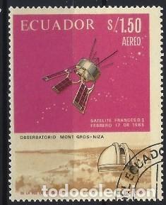 Sellos: ECUADOR 1966 - COLABORACIÓN ESPACIAL FRANCO-ESTADOUNIDENSE, AÉREO, SATÉLITE D1 - USADO - Foto 1 - 300438523