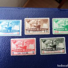 Sellos: ECUADOR, 1935, 443 ANIV. DESCUBRIMIENTO DE AMÉRICA POR COLON, YVERT 36/40 AEREOS. Lote 310445873