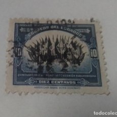 Sellos: SELLO DE 10 CENTAVOS DE ECUADOR CINCUNTENARIO DE LA UNION PANAMERICANA 1890-1940 SELLADO. Lote 348360753