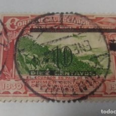 Sellos: SELLO 10 CENTAVOS SOBRETASA DE ECUADOR PRIMER CENTENARIO FUNDACION DE LA REPUBLICA 1830-1930 SELLADO
