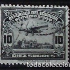 Sellos: ECUADOR AIR POST 10 SUCRES BLACK 1930 - 1944 PLANE OVER RIVER GUAYAS. USED. CORREO AEREO.. Lote 389886994