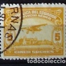 Sellos: ECUADOR AIR POST 5 SUCRES 1929. PLANE OVER RIVER GUAYAS. USED. CORREO AEREO.. Lote 389887269