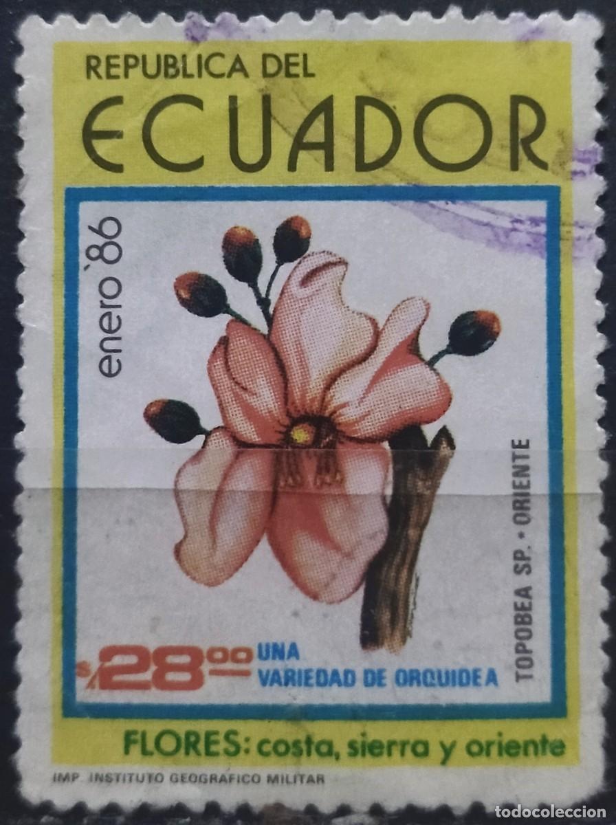 Sellos: ECUADOR 1986 Flores. USADO - USED. - Foto 1