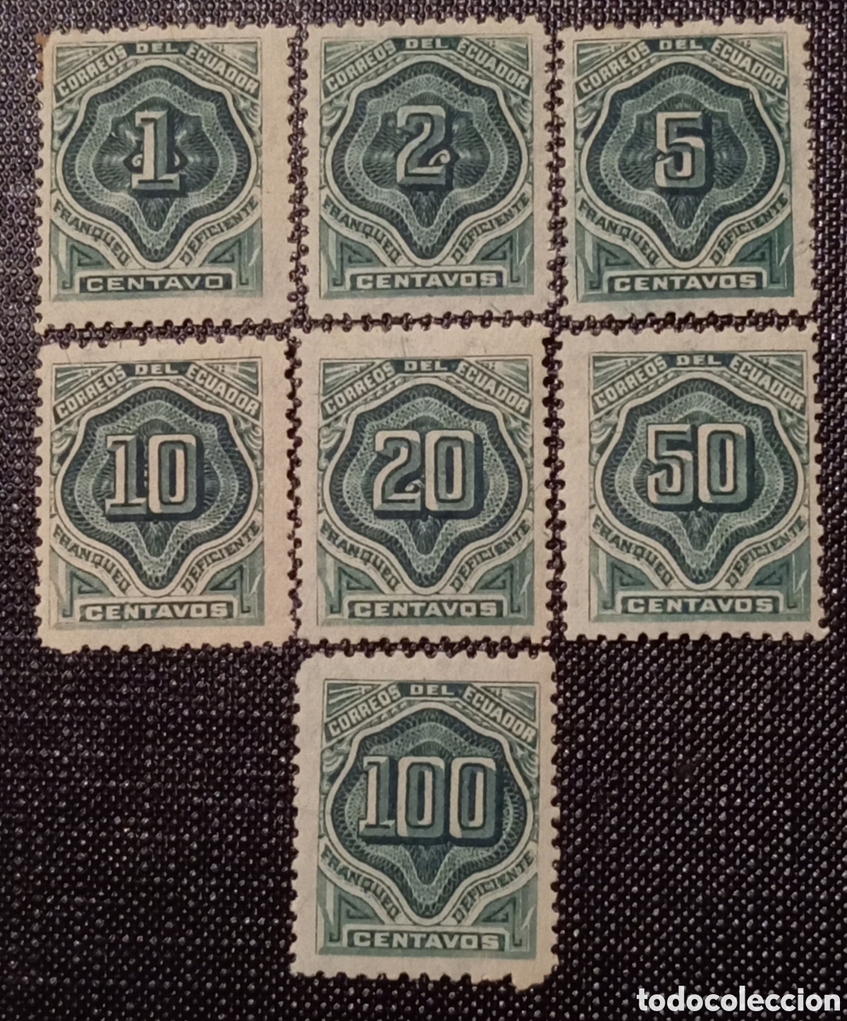 Selos: Ecuador Tasas 1/7 1896 MNH** Nuevos Goma Original