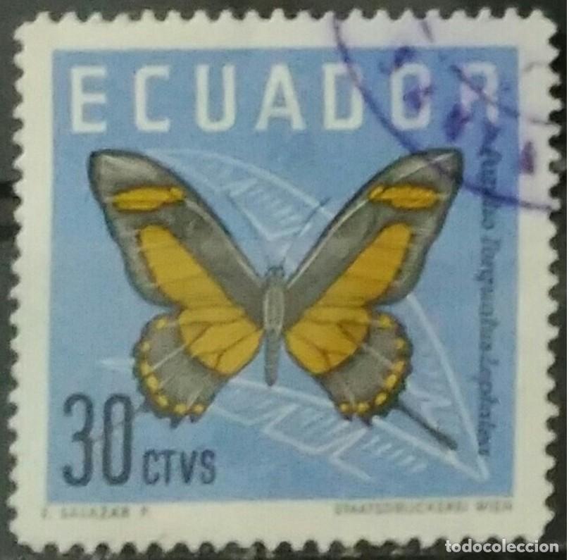 Sellos: ECUADOR 1961 Mariposas. USADO. - Foto 1