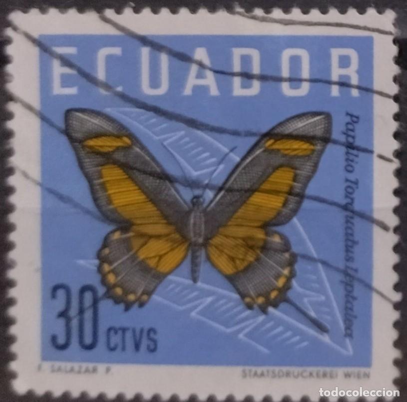 Sellos: ECUADOR 1961 Mariposas. USADO. - Foto 1