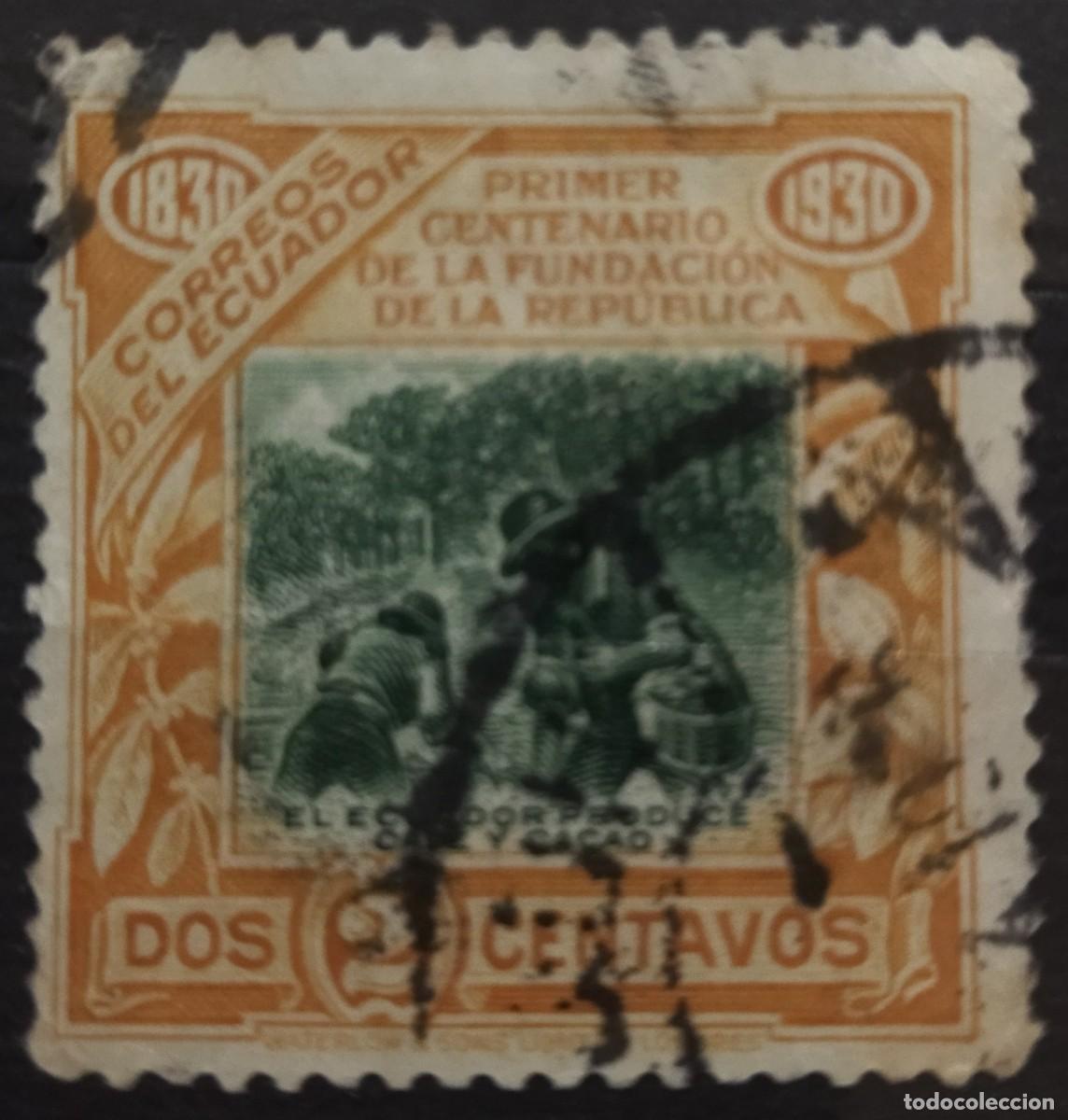 Sellos: ECUADOR 1930 I Centenario de la rep&uacute;blica. USADO. - Foto 1