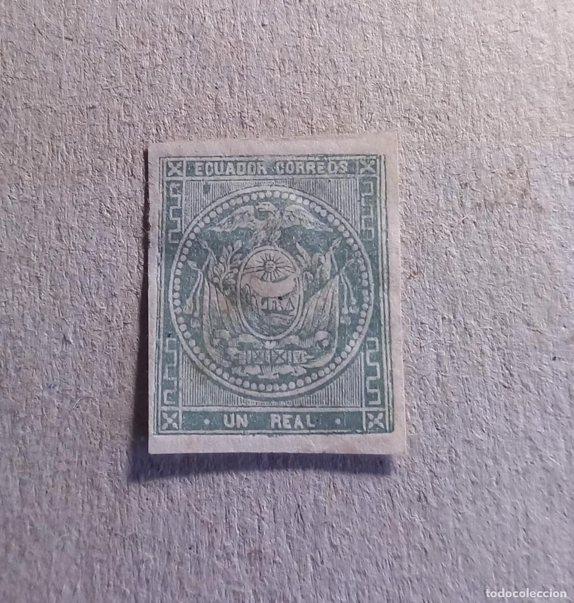 Sellos: Ecuador 1865 escudo nacional - Foto 1