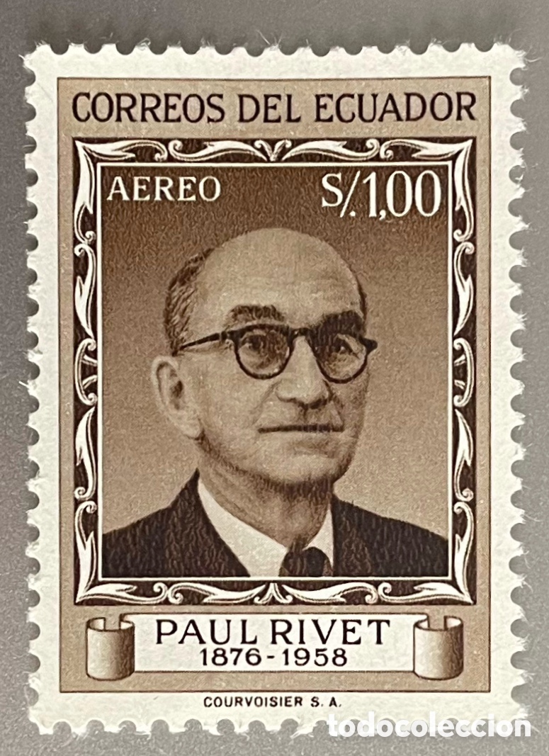 Sellos: Ecuador. Paul Rivet. 1958 - Foto 1