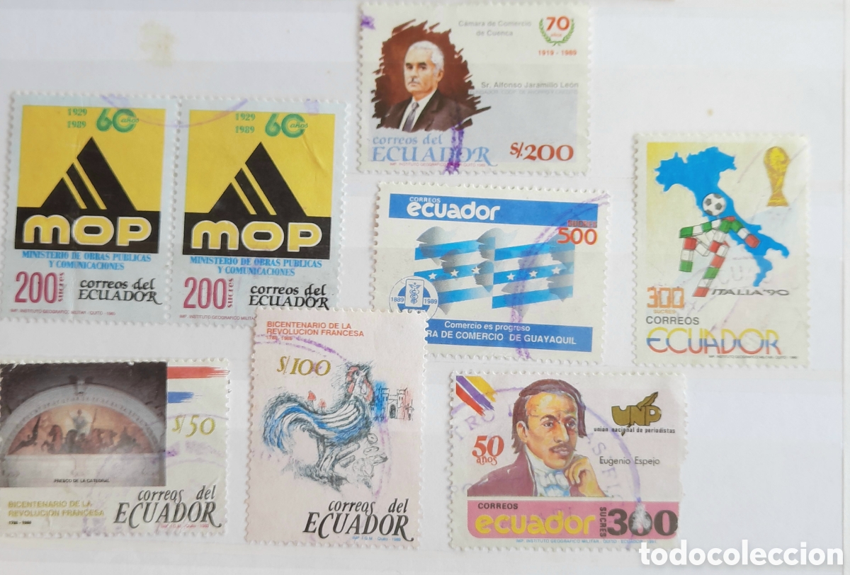 Sellos: 8 sellos de Ecuador. Timbrados. - Foto 1