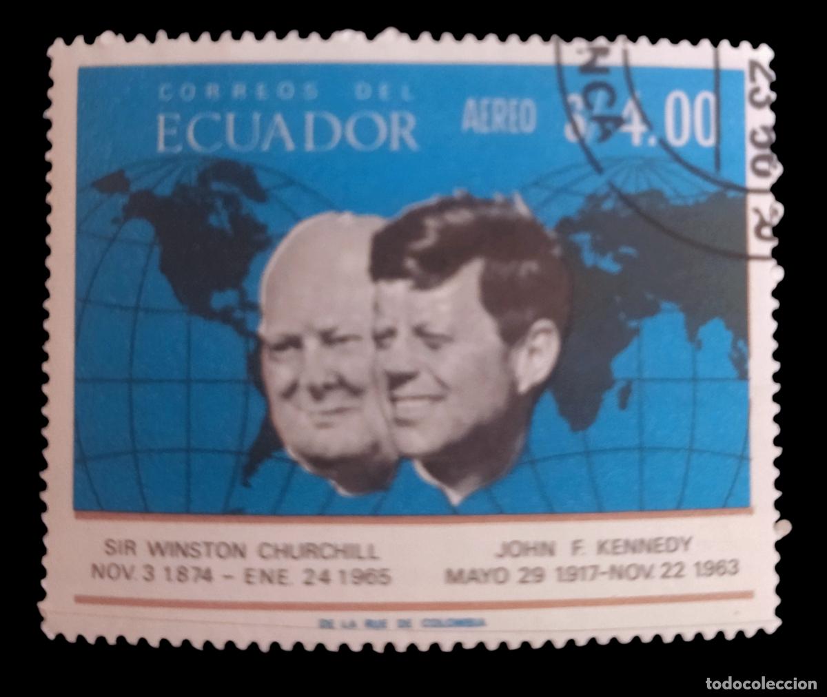 Sellos: ECUADOR 1966 Personajes. A&eacute;reo. - Foto 1