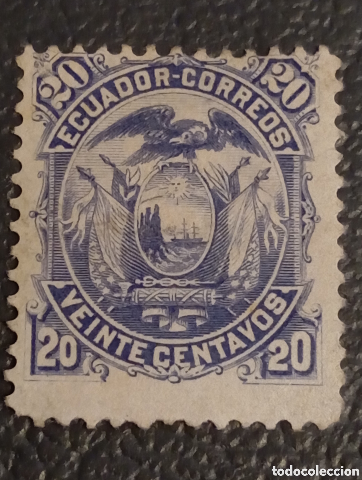 Sellos: Ecuador 1881 - 20 Centavos Azul Pizarra (Scott #15 / Mi #12) MH