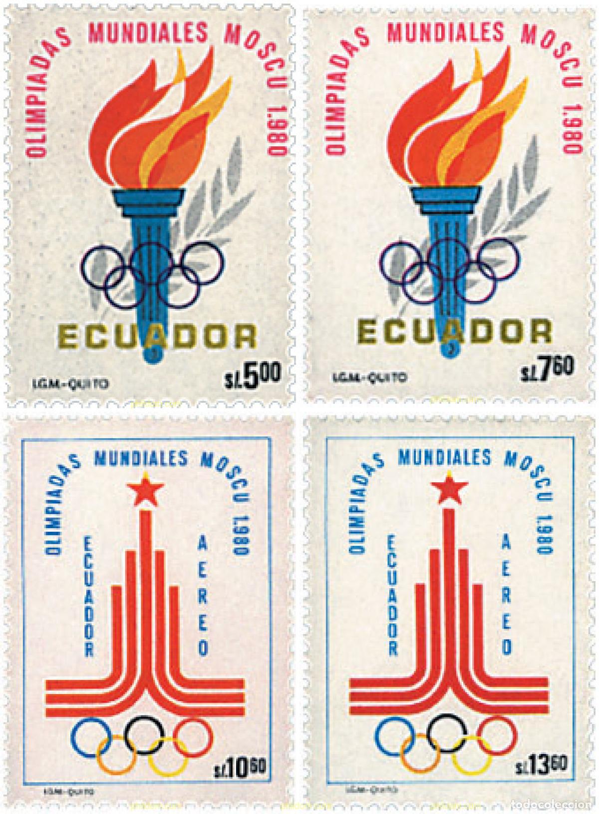 Sellos: 86616 MNH ECUADOR 1980 22 JUEGOS OLIMPICOS VERANO MOSCU 1980