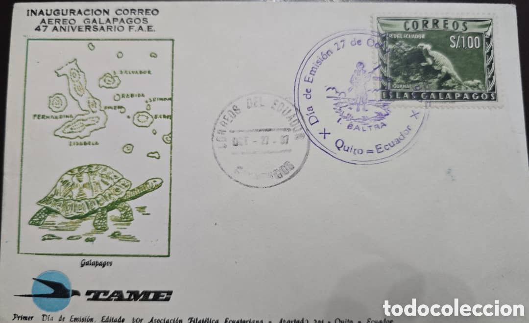 Sellos: Cy) Ecuador 1987 .Gal&aacute;pagos Islands. Air Mail Inauguration