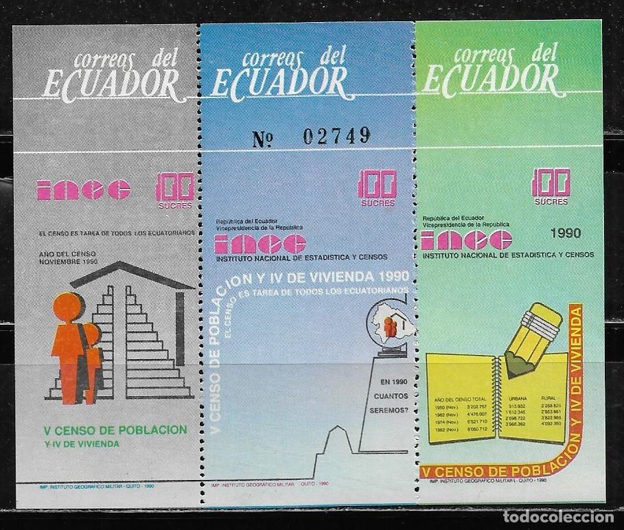 Sellos: ECUADOR 1990, HOJA BLOQUE Ivert 92 - CENSO DE POBLACI&Oacute;N. MNH.