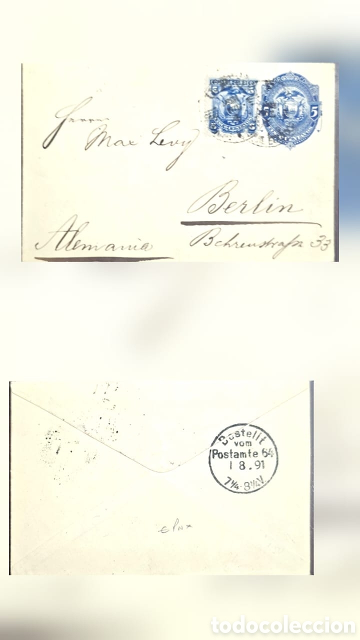 Sellos: CA)Ecuador 1891 International correspondence to Germany
