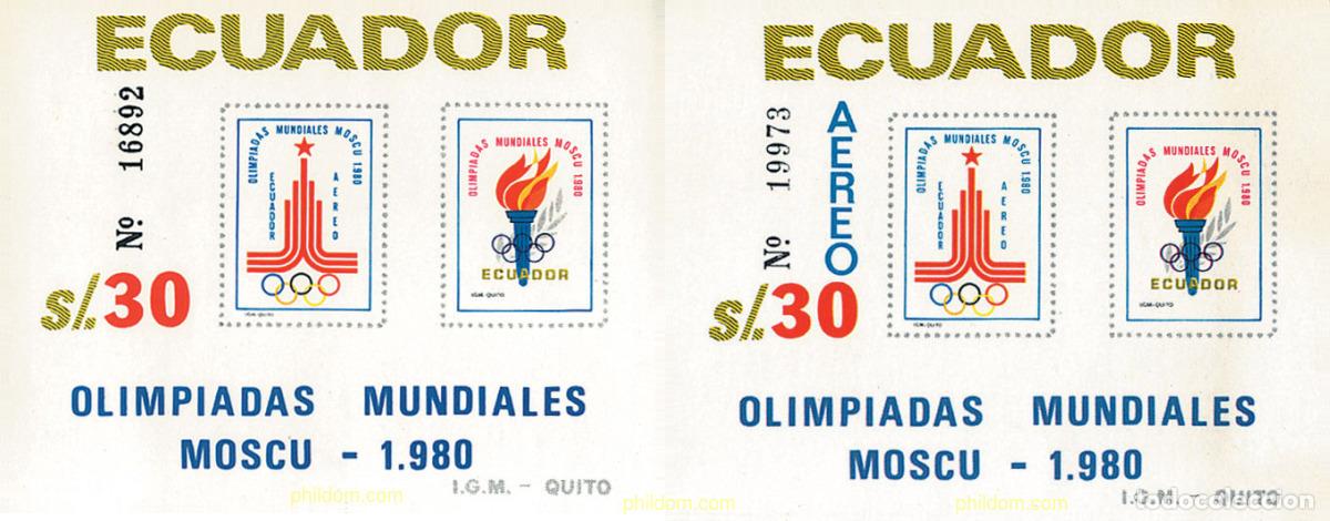 Sellos: 86617 MNH ECUADOR 1980 22 JUEGOS OLIMPICOS VERANO MOSCU 1980