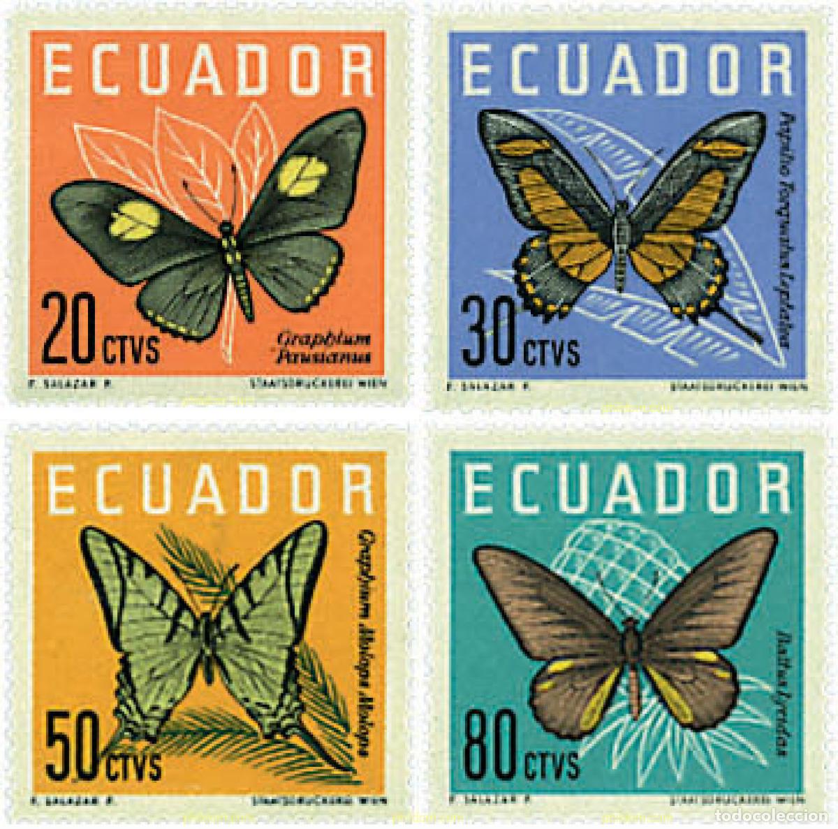 Sellos: 77326 MNH ECUADOR 1961 MARIPOSAS