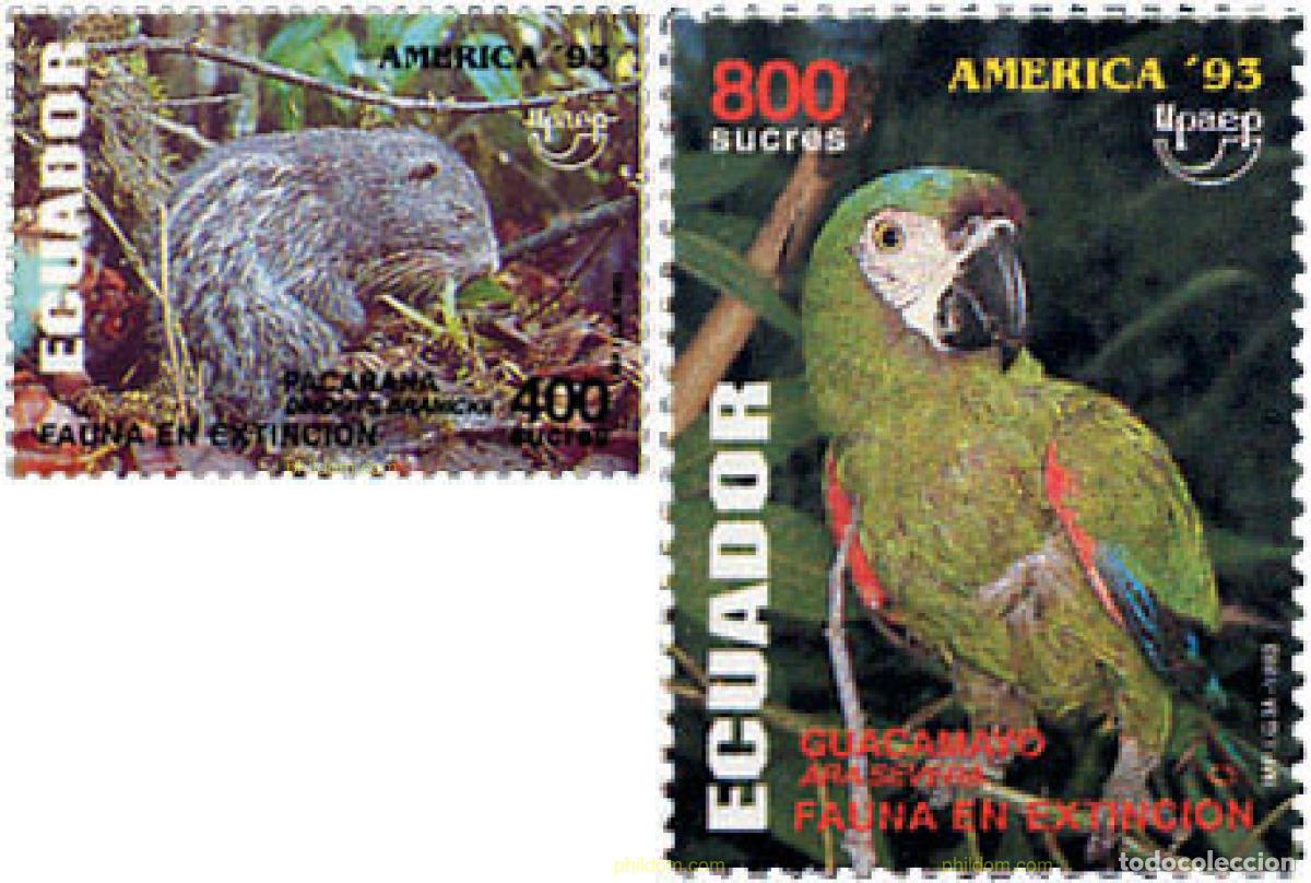 Sellos: 48112 MNH ECUADOR 1993 AMERICA-UPAEP 1993 - FAUNA EN VIA DE EXTINCION