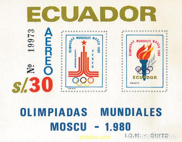 Sellos: 366986 MNH ECUADOR 1980 22 JUEGOS OLIMPICOS VERANO MOSCU 1980