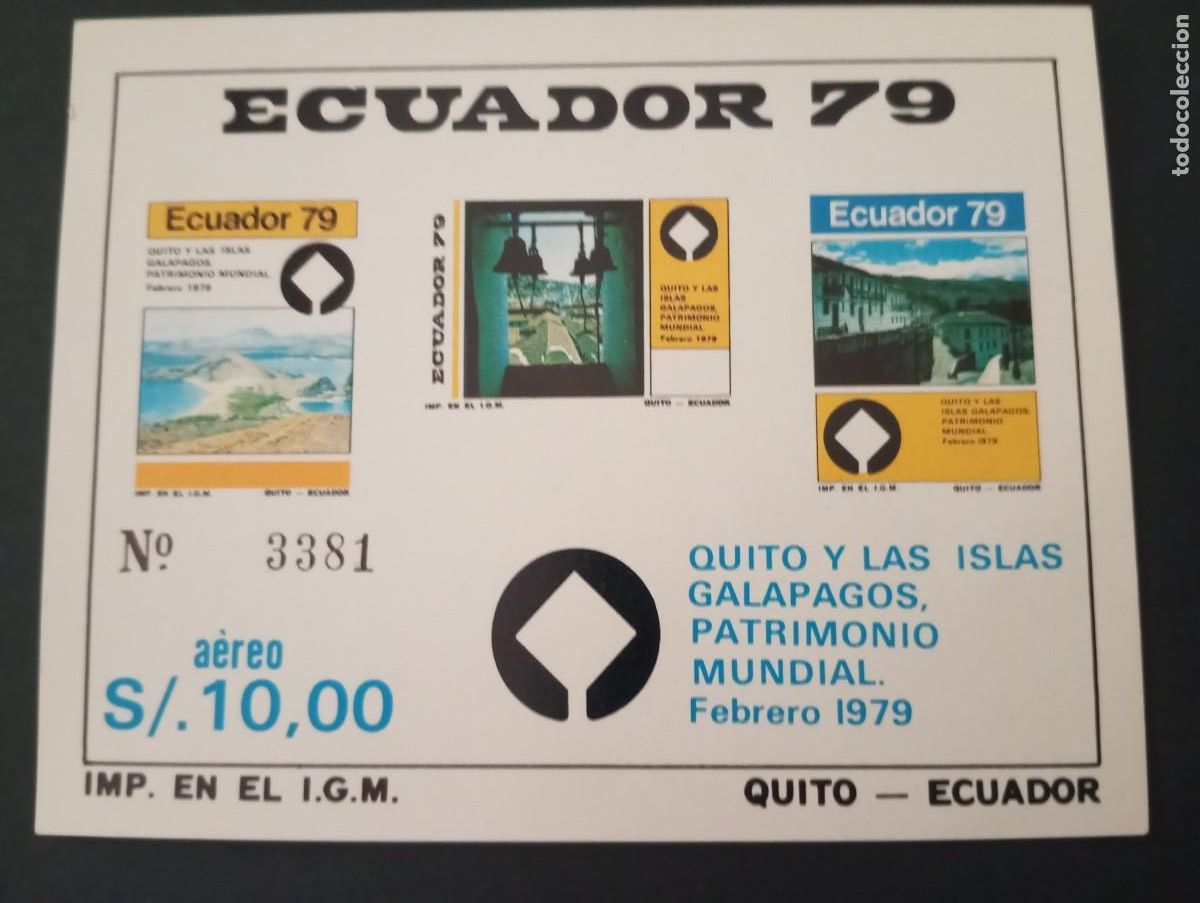 Sellos: ECUADOR, 1979, QUITO Y LAS ISLAS GAL&Aacute;PAGOS, PATRIMONIO MUNDIAL