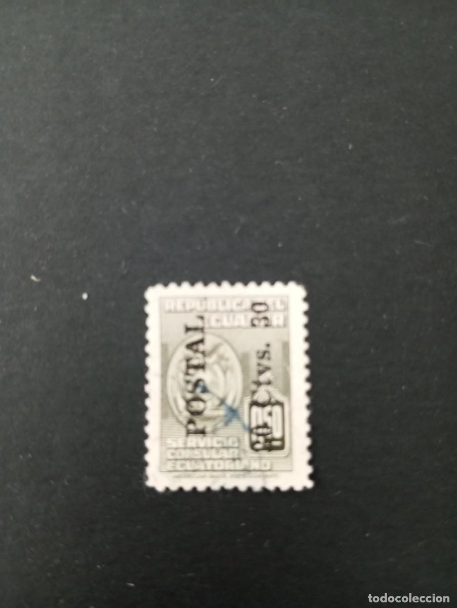 Sellos: ECUADOR, SERVICIO CONSULAR ECUATORIANO, SOBRECARGA POSTAL 30 CENTAVOS 30