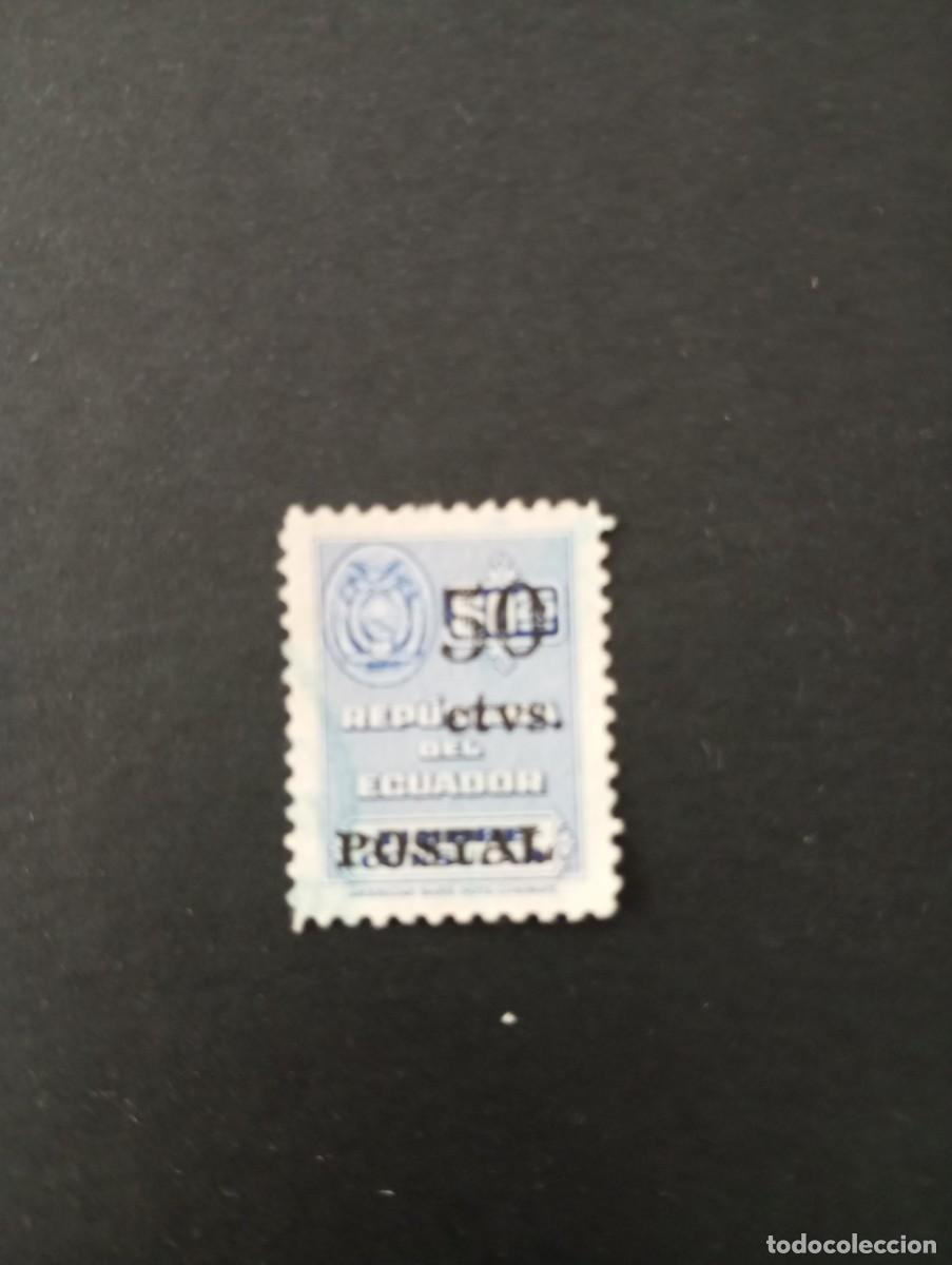 Sellos: ECUADOR, TIMBRE CONSULAR, SOBRECARGA 50 POSTAL - Foto 1
