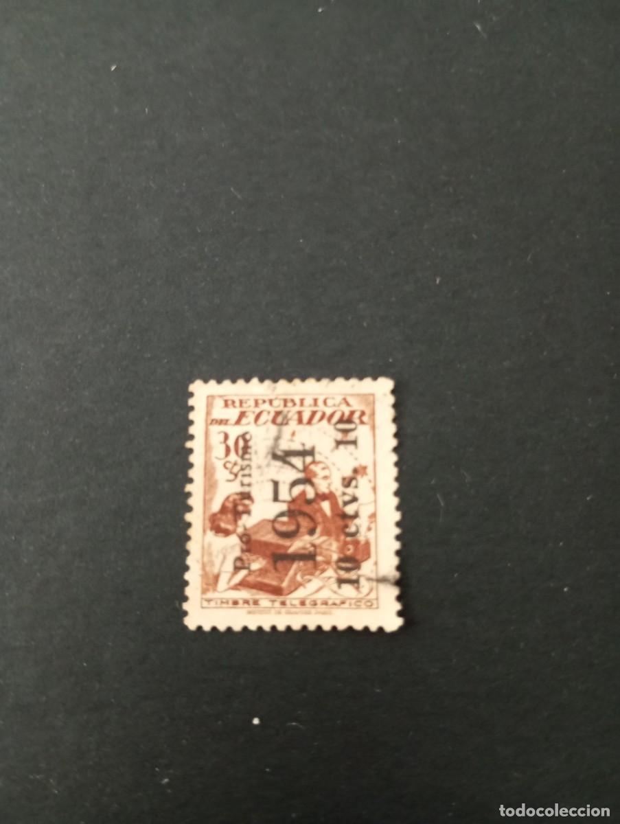 Sellos: ECUADOR, TIMBRE TELEGR&Aacute;FICO, SOBRECARGA PRO TURISMO 1954, 10 CTVOS 10