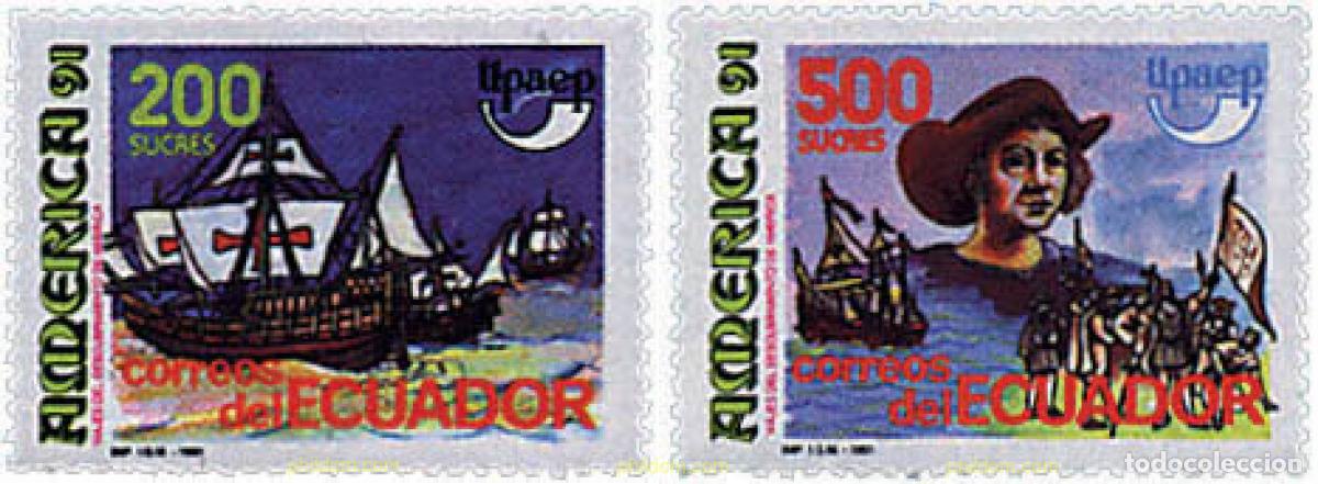 Sellos: 30967 MNH ECUADOR 1991 AMERICA-UPAEP 1991 - VIAJES DEL DESCUBRIMIENTO