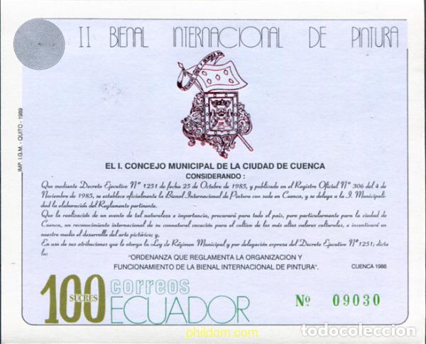 Sellos: 59466 MNH ECUADOR 1989 2 BIENAL INTERNACIONAL DE PINTURA