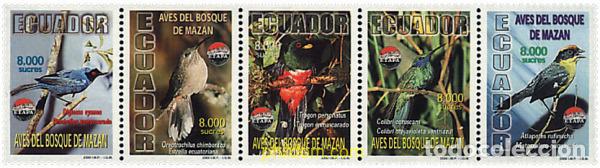 Selos: 5156 MNH ECUADOR 2000 FAUNA. PAJAROS DEL BOSQUE DE MAZAN
