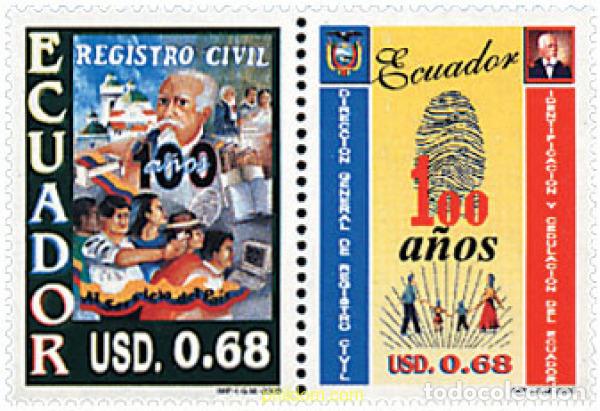 Selos: 4820 MNH ECUADOR 2000 CENTENARIO DEL REGISTRO CIVIL