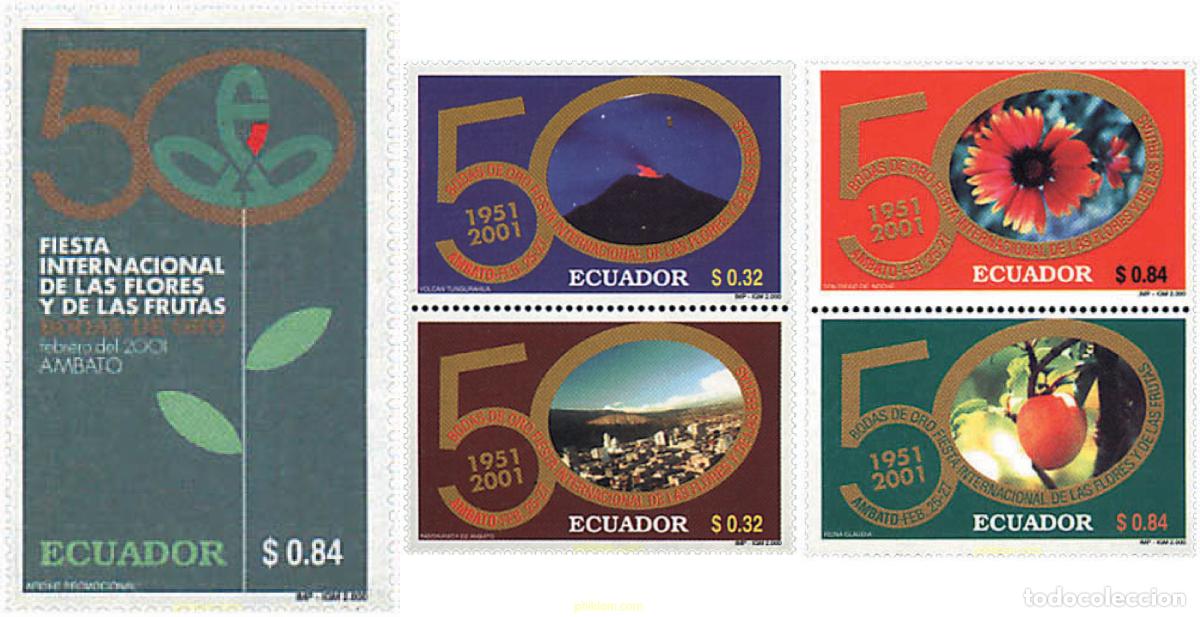Sellos: 675876 MNH ECUADOR 2000 50 ANIVERSARIO DE LA FIESTA INTERNACIONAL DE LAS FLORES Y DE LAS FRUTAS