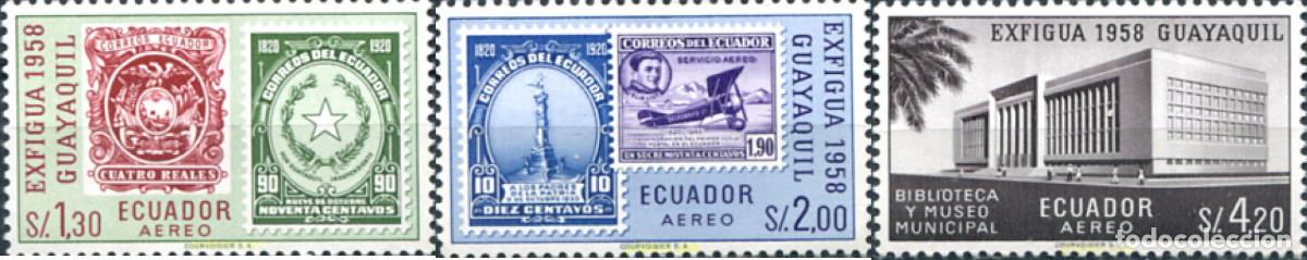 Sellos: 309146 MNH ECUADOR 1958 EXPOSICION FILATELICA NACIONAL - EXFIGUA-58