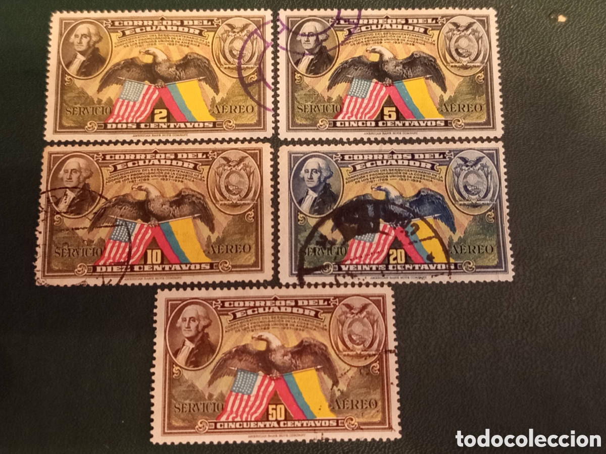 Sellos: Lote 6 Sellos Ecuador 1957 Misi&oacute;n Andina Ind&iacute;gena Usados Cat Scott 620-625