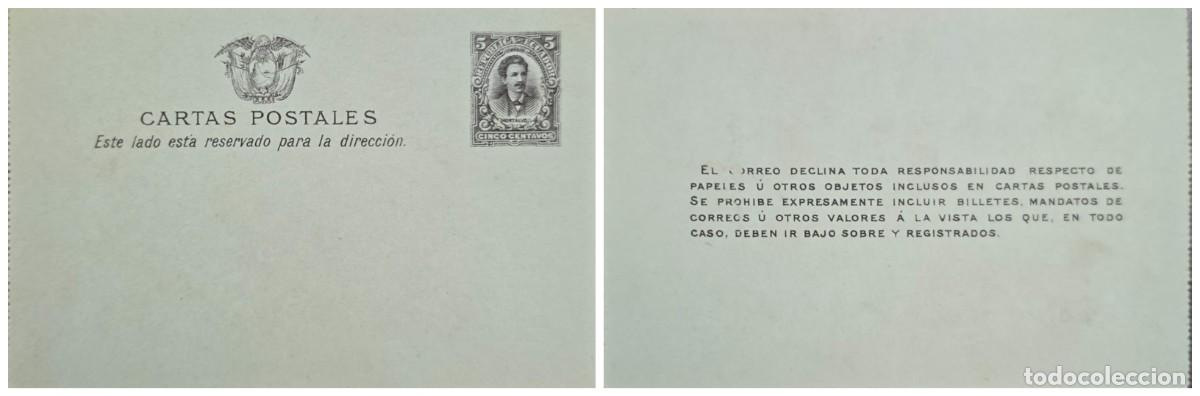 Sellos: O) ECUADOR, JUAN MONTALVO 5 centavos, CARTAS POSTALES- POSTAL CARDS, UNUSED