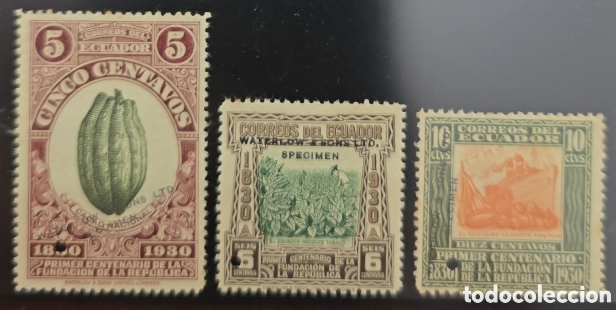 Sellos: CA)Ecuador.1930 Centenary of the Founding of the Republic of Ecuador (1830&ndash;1930) / Tourism, Agricult