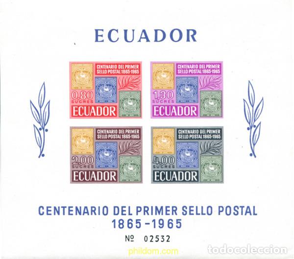 Sellos: 304692 MNH ECUADOR 1965 CENTENARIO DEL PRIMER SELLO POSTAL
