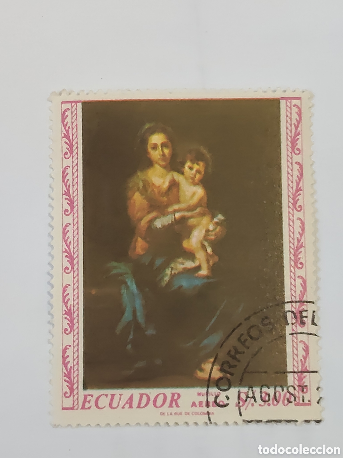 Sellos: Sello de Ecuador obra cl&aacute;sica la Virgen con el ni&ntilde;o 1967 usado
