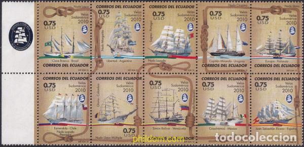 Sellos: 795325 MNH ECUADOR 2010 REGATA SUDAMERICANA DE GRANDES VELEROS