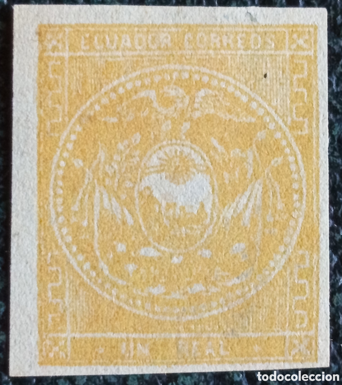 Sellos: Sello Ecuador Un Real Amarillo 1865 Sin Dentar Scott #2 Sin Usar