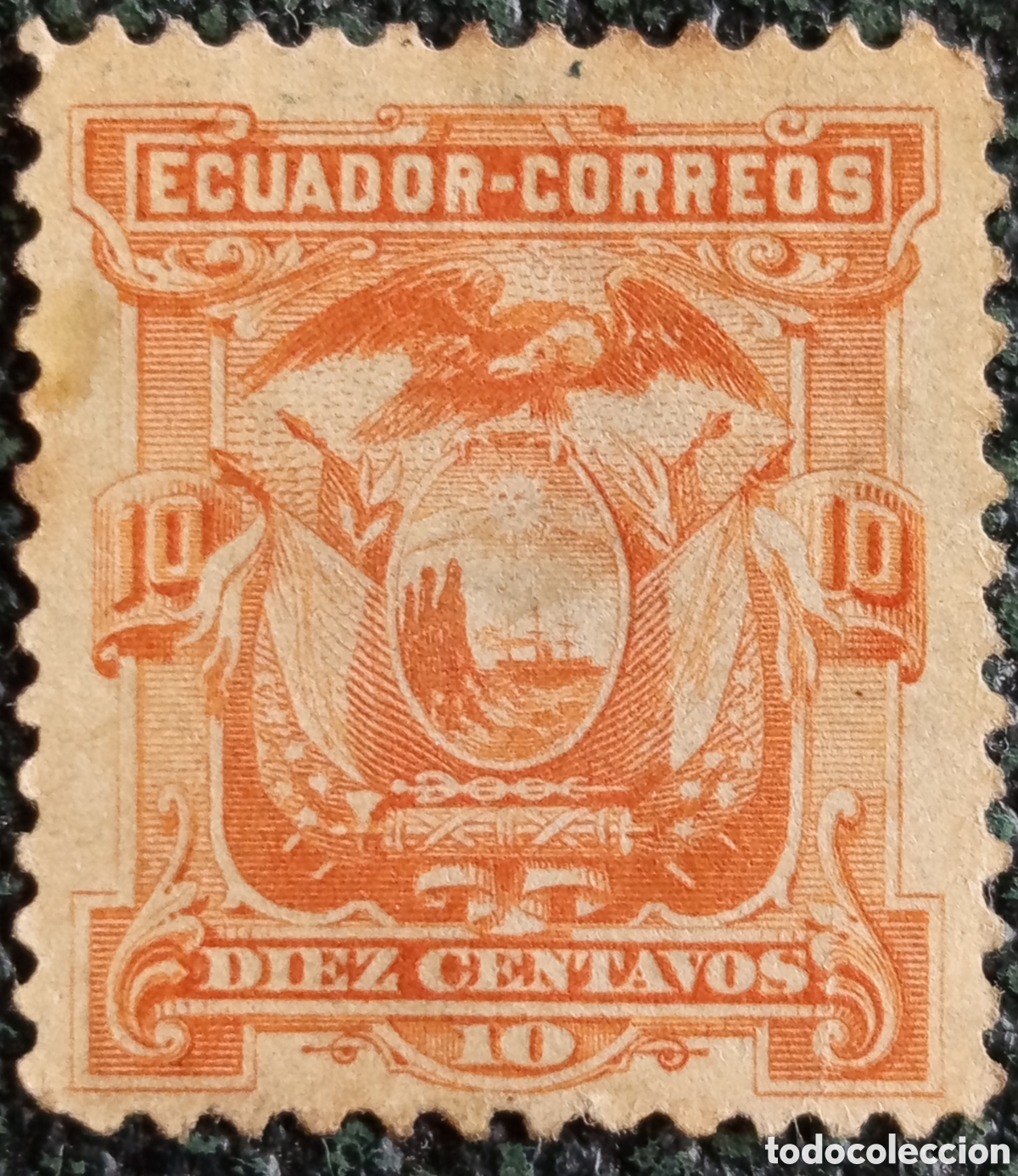 Sellos: Ecuador 1899 Escudo Nacional 10c Naranja Unused / MH - Scott #139 / Mi #119
