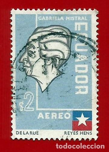 Sellos: Ecuador. 1957. Scott # C315. Gabriela Mistral, Premio Nobel de Literatura