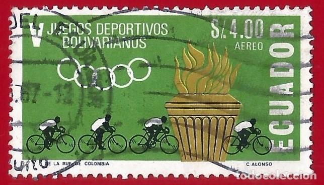 Sellos: Ecuador. 1965. Scott # C439. V Juegos Deportivos Bolivarianos. Ciclismo