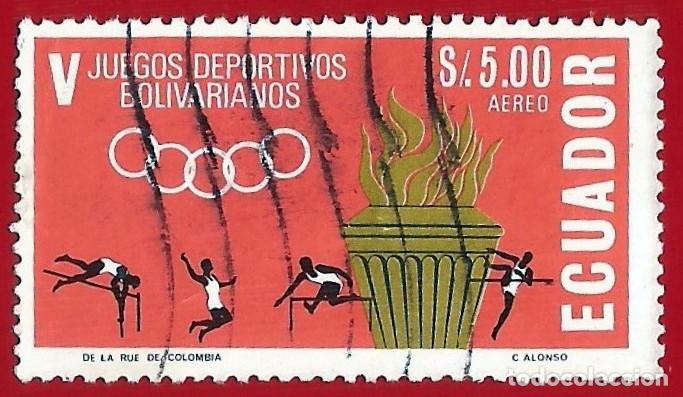 Sellos: Ecuador. 1965. Scott # C440. V Juegos Deportivos Bolivarianos. Atletismo. Saltos