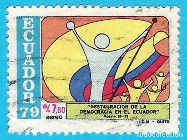 Sellos: Ecuador. 1979. Scott # C658. Restauracion de la Democracia. Ciudadanos y Bandera
