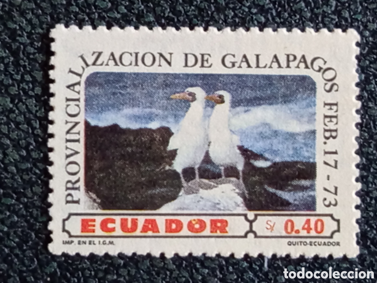 Sellos: Ecuador 1973 Sello Provincializaci&oacute;n de Gal&aacute;pagos 0.40 Albatros Scott 870 MNH