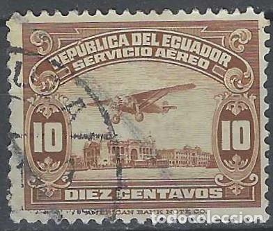 Sellos: ECUADOR 1929 - AVI&Oacute;N SOBRE LA PLAYA DE GUAYAQUIL, A&Eacute;REO - USADO