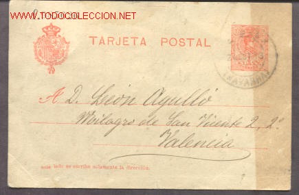 Sellos: TARJETA DE ESTELLA (NAVARRA) A VALENCIA - Foto 1